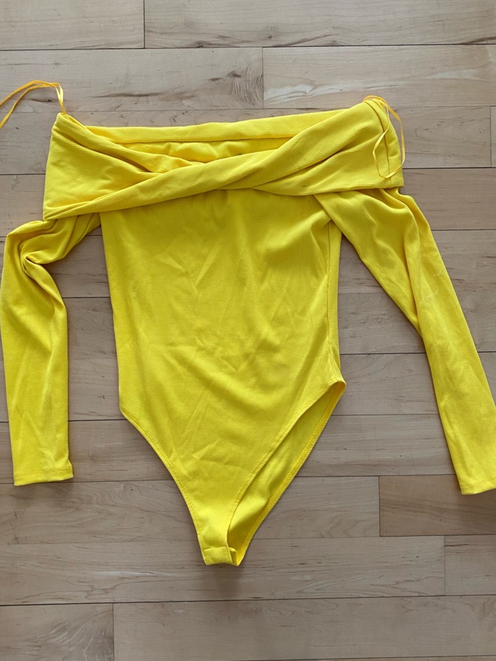 Off-Shoulder Yellow Long-Sleeve Bodysuit iowa Hawkeye tailgate